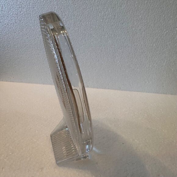 Clear Glass Oval Picture Frame Heavy Textured Self Standing Unmarked - Picture 5 of 8